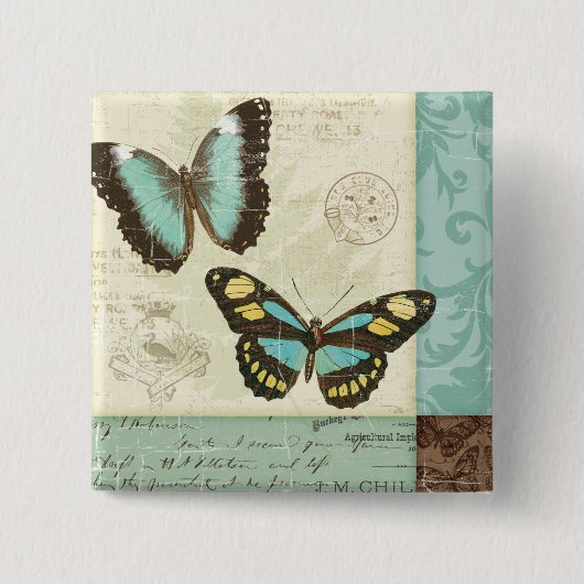 Butterfly-patchwork Vierkante Button 5,1 Cm (Voorkant)