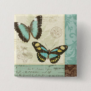 Butterfly-patchwork Vierkante Button 5,1 Cm