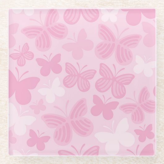 Butterfly-patroon 2 glazen onderzetter (Voorkant)