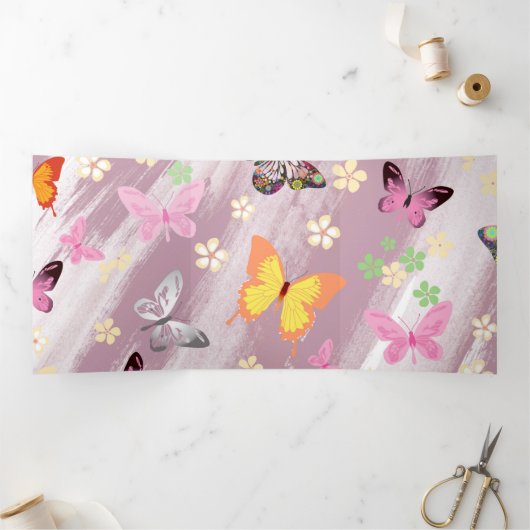 Butterfly Patroon 7 Drieluik Wenskaart (Binnen)