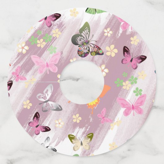 Butterfly Patroon 7 Wijnglaslabel (Achterkant)