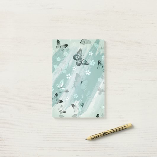 Butterfly Patroon 9 Post-it® Notes (Op bureau)