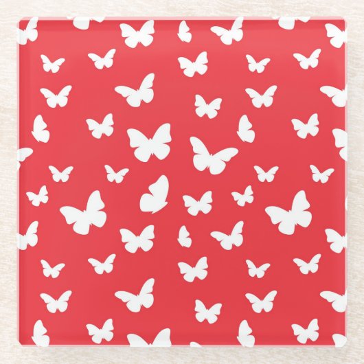 Butterfly-patroon Glazen Onderzetter (Voorkant)