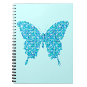 Butterfly, patroon in blauw, turquoise, wit notitieboek