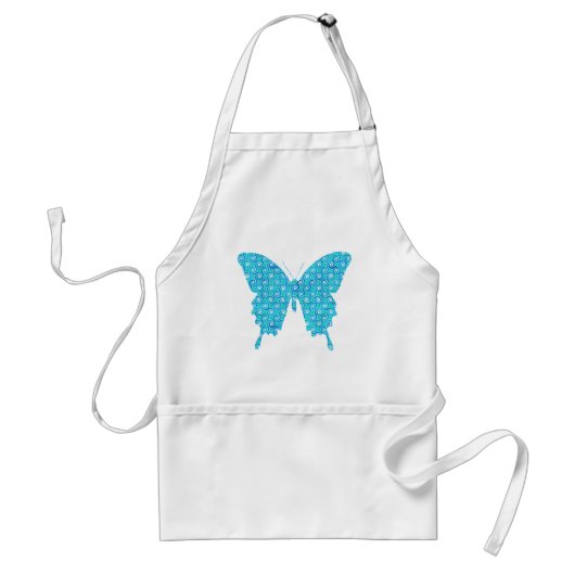 Butterfly, patroon in blauw, turquoise, wit standaard schort (Voorkant)