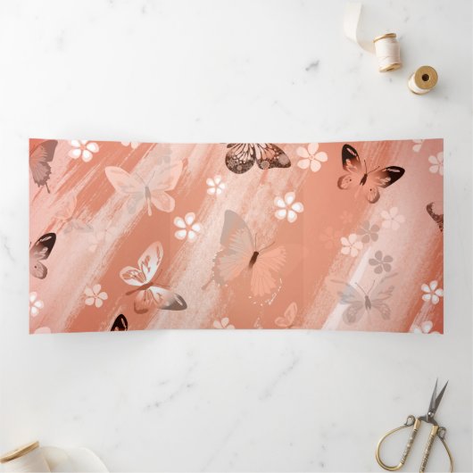 Butterfly Pattern 11 Drieluik Wenskaart (Binnen)