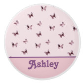 Butterfly Pattern Beauful Pink and Paars Animal Keramische Knop (Voorkant)