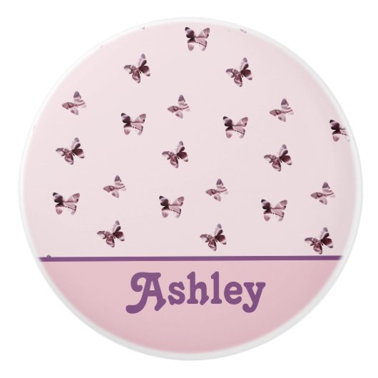 Butterfly Pattern Beauful Pink and Paars Animal Keramische Knop (Voorkant)