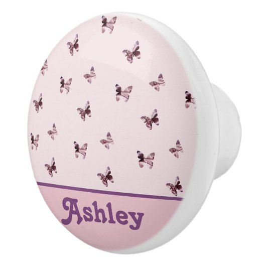 Butterfly Pattern Beauful Pink and Paars Animal Keramische Knop (Rechts)