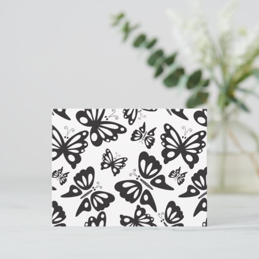 Butterfly Pattern - Black and White Briefkaart (Staand voorkant)