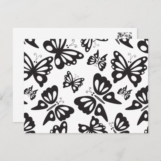 Butterfly Pattern - Black and White Briefkaart (Voorkant / Achterkant)