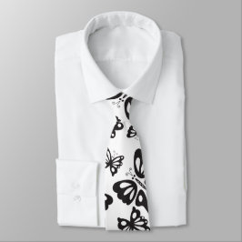 Butterfly Pattern - Black and White Stropdas
