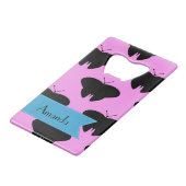 Butterfly Pattern, Black Butterflies, Jouw naam Creditkaart Flessenopener (Achterkant Gekanteld)