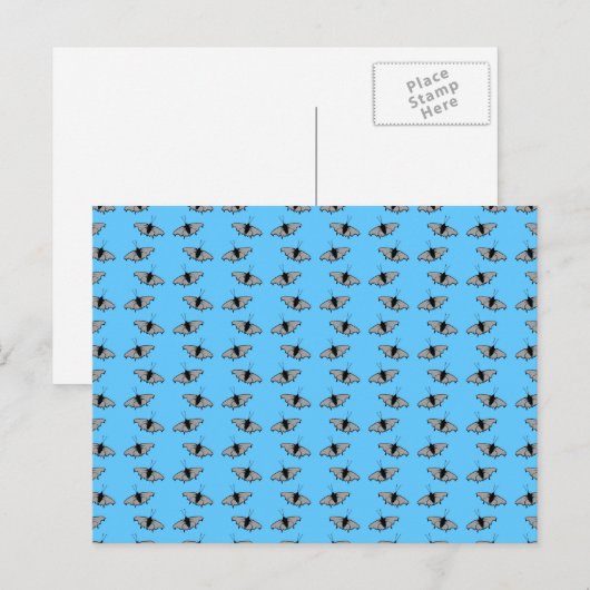 Butterfly Pattern. Blauw. Briefkaart (Voorkant / Achterkant)
