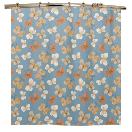 Butterfly Pattern Blue Douchegordijn