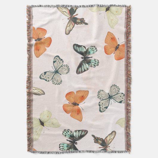 Butterfly Pattern Fleece Cotton Throw Blanket Deken (Voorkant Verticaal)