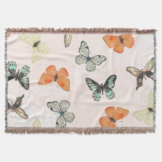 Butterfly Pattern Fleece Cotton Throw Blanket Deken (Voorkant)