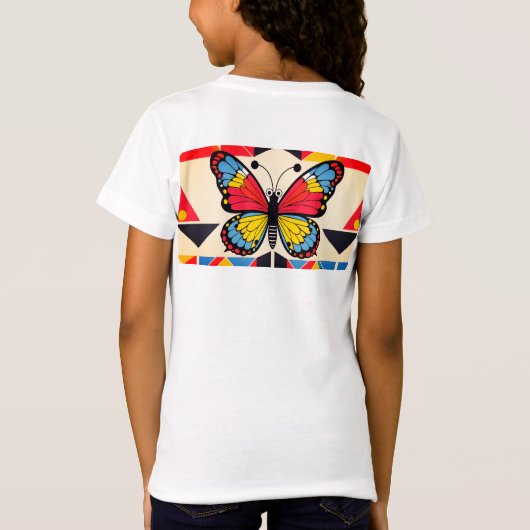 Butterfly Pattern Girls T-Shirt (Achterkant)