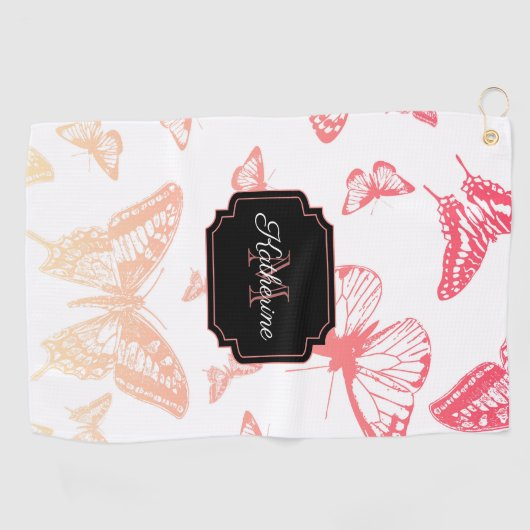 Butterfly Pattern Golfhanddoek (Horizontaal)