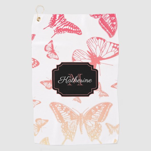Butterfly Pattern Golfhanddoek (Voorkant)