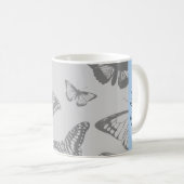 Butterfly Pattern, Grey Butterflies, Jouw naam Koffiemok (Voorkant rechts)