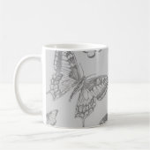Butterfly Pattern, Grey Butterflies, Jouw naam Koffiemok (Links)
