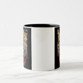 butterfly pattern, kaleidoscope, glass butterfly, tweekleurige koffiemok (Center)