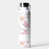Butterfly Pattern met naam en monogram Waterfles (Voorkant)