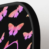 Butterfly Pattern Monogram Naam Roze Pickleball Paddle (Links Detail)
