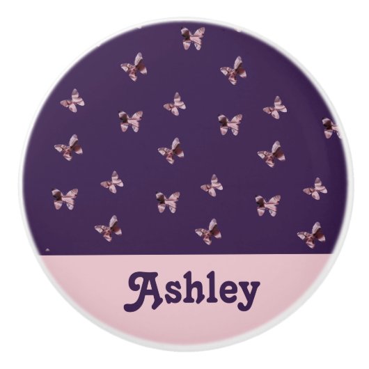 Butterfly Pattern Mooi Feminine Pink Animal Keramische Knop (Voorkant)