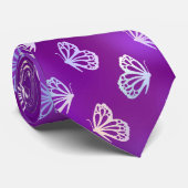 Butterfly Pattern Paars roze, stijlvolle rendy Stropdas (Opgerold)