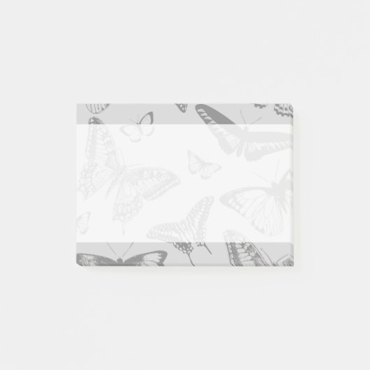 Butterfly Pattern, Patroon of Butterflies, Grey Post-it® Notes (Voorkant)