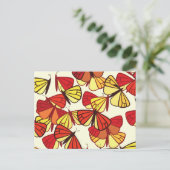 Butterfly Pattern, Patroon of Butterflies, Red Briefkaart (Staand voorkant)