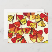 Butterfly Pattern, Patroon of Butterflies, Red Briefkaart (Voorkant / Achterkant)