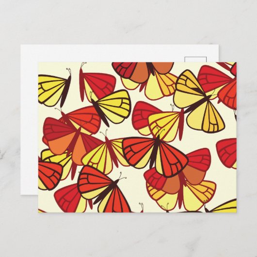 Butterfly Pattern, Patroon of Butterflies, Red Briefkaart (Voorkant / Achterkant)