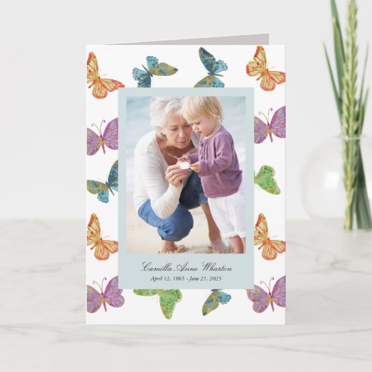 Butterfly Pattern Photo Memorial Folded Programme Programma (Voorkant)