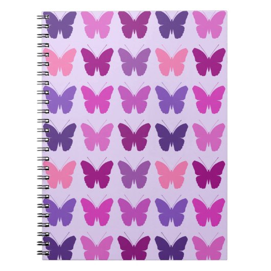Butterfly Pattern Pinks Purples Mauves Notitieboek (Voorkant)