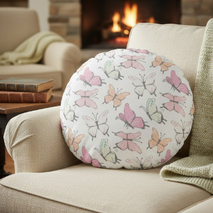 Butterfly Pattern Rond Kussen