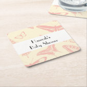 Butterfly Pattern, roze Butterflies, Baby shower Kartonnen Onderzetters (Schuin)