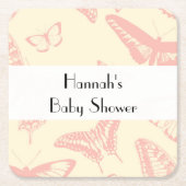 Butterfly Pattern, roze Butterflies, Baby shower Kartonnen Onderzetters (Voorkant)