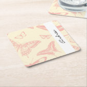 Butterfly Pattern, roze Butterflies, Jouw naam Kartonnen Onderzetters (Schuin)