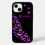 Butterfly Pattern Roze en Zwart Voeg Naam toe Case-Mate iPhone Case (Achterkant)