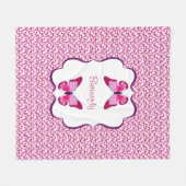 Butterfly Pattern Roze Paars Fleece Deken (Voorkant (Horizontaal))
