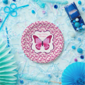 Butterfly Pattern  Roze Paars Papieren Bordje (Feest)