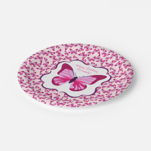 Butterfly Pattern  Roze Paars Papieren Bordje