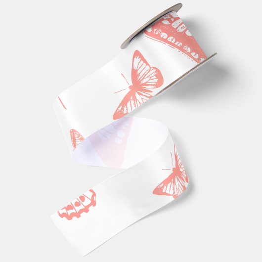 Butterfly Pattern Satijnen Lint (Achterkant)