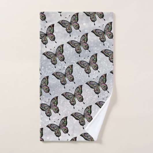 Butterfly Pattern Silver Towel Set Bad Handdoek (Handdoek)