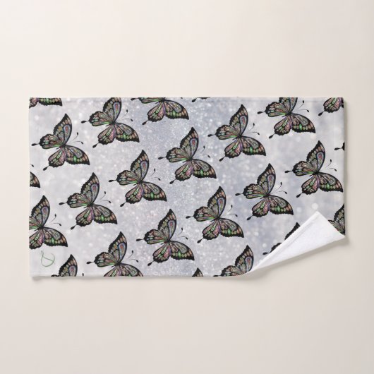 Butterfly Pattern Silver Towel Set Bad Handdoek (Handdoek)