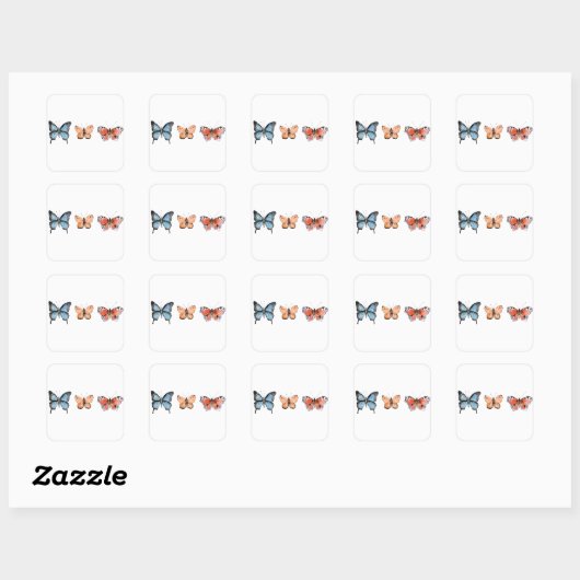 Butterfly Pattern Vierkante Sticker (Vel)