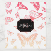 Butterfly Pattern Wijn Etiket (Enkel label)
